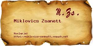 Miklovics Zsanett névjegykártya
